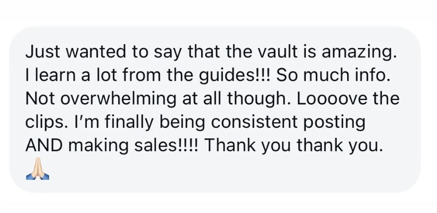 The vault is amazing, learning a lot and making sales