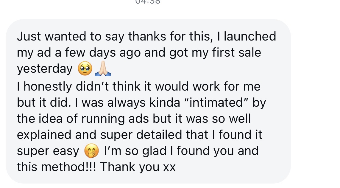 Launched ad and got first sale yesterday