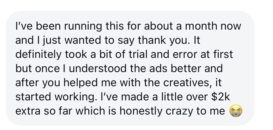 Made over $2k extra running ads for a month