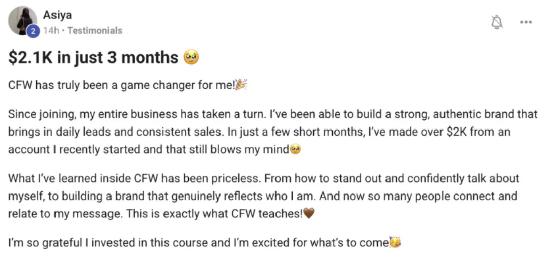 Asiya - $2.1K in just 3 months
