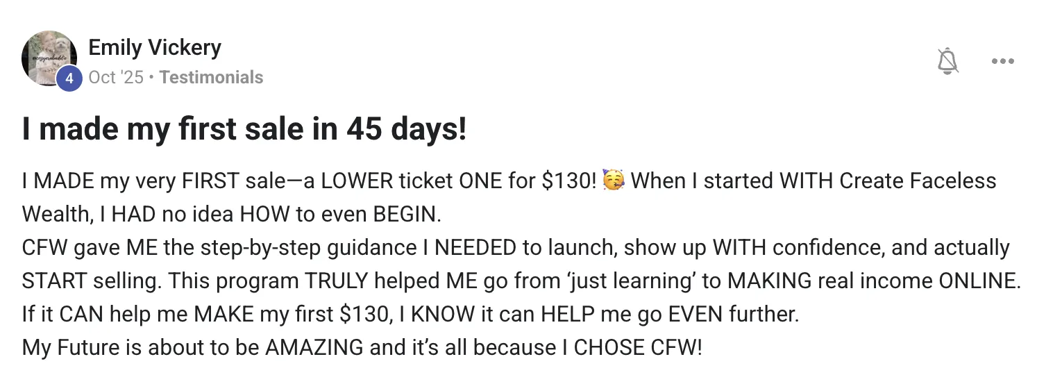 Emily Vickery - First sale in 45 days