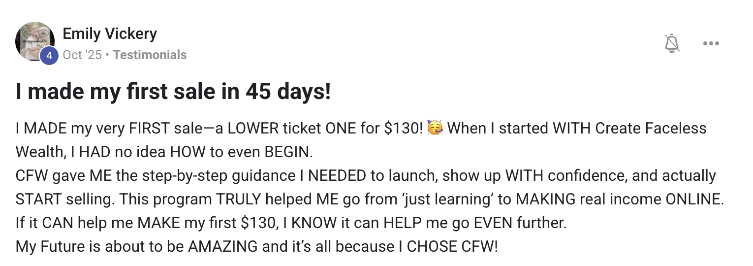 Emily Vickery - First sale in 45 days