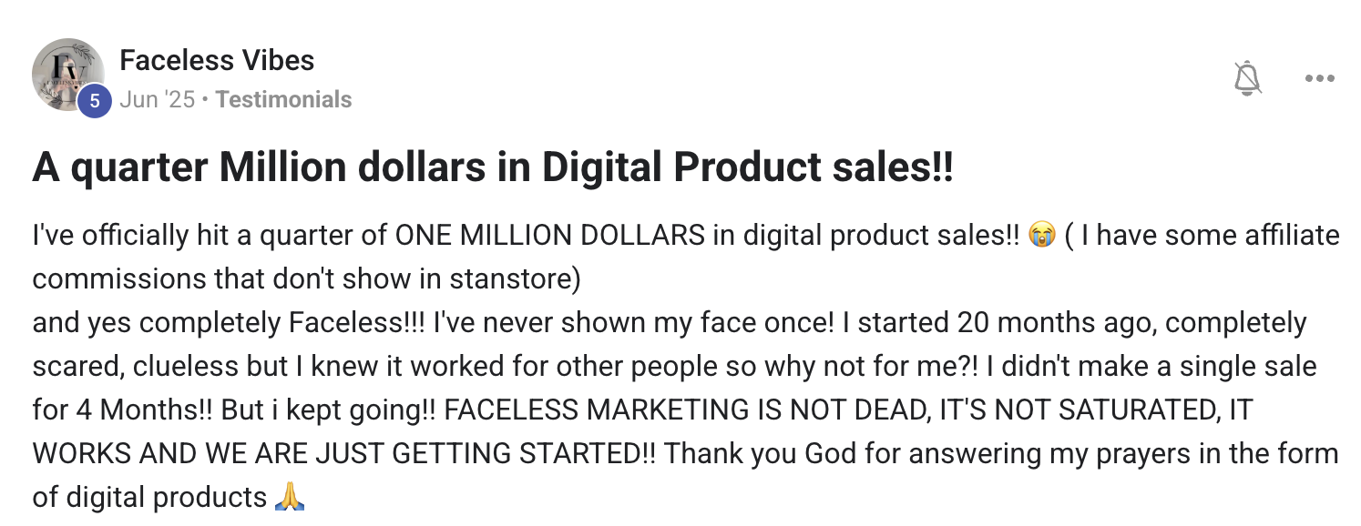 Faceless Vibes - Quarter million in digital product sales